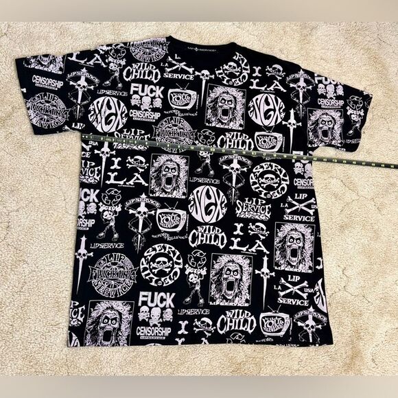 Y2K Vintage Lip Service Logo Print Men’s T-Shirt SZ L - Picture 4 of 7